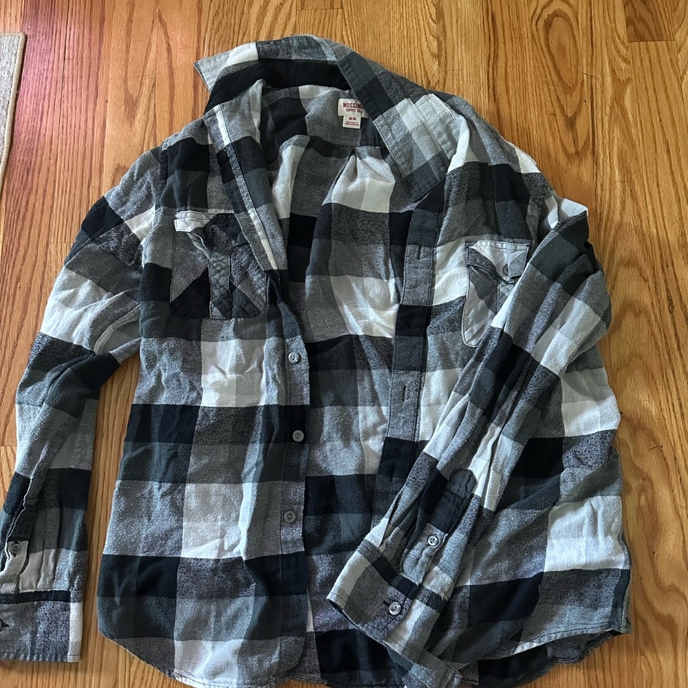 Mossimo Supply Co. Black and White Plaid Shirt
